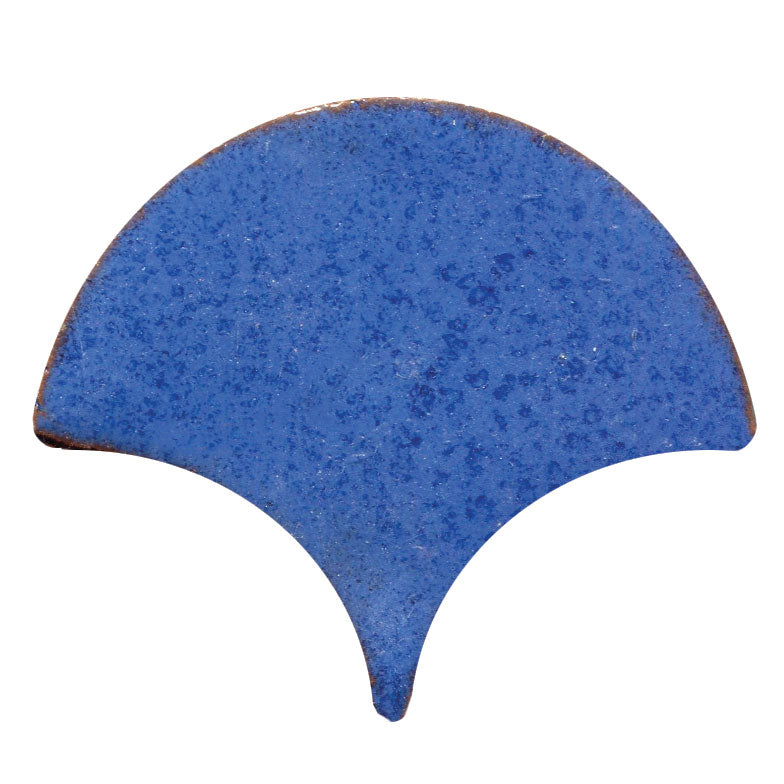 Peacock-Scallop shape tile in cobalt blue